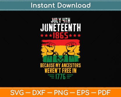 July 4th Juneteenth 1865 Ancestors Black African American Svg Digital Cutting File