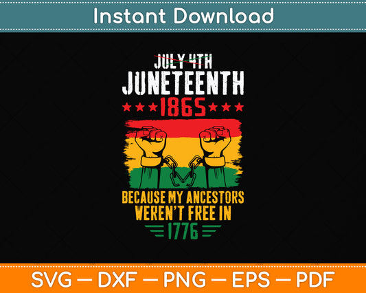 July 4th Juneteenth 1865 Ancestors Black African American Svg Digital Cutting File