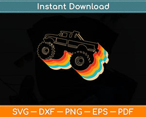 Retro Vintage Monster Truck Retro Silhouette Svg Digital Cutting File