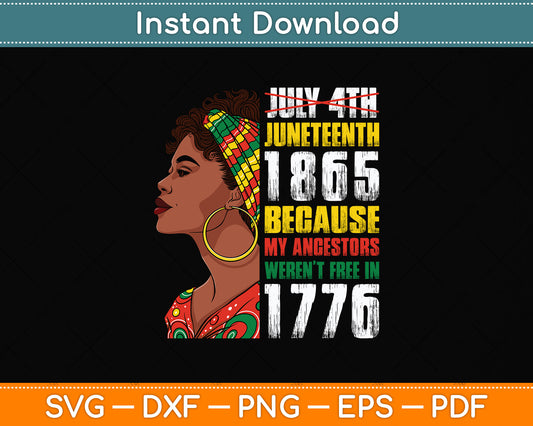 Juneteenth 1865 Freedom Day Ancestors Not Free in 1776 Svg Digital Cutting File