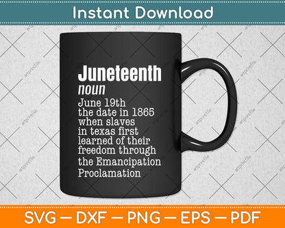 Juneteenth 19th June 1865 Definition African-American History Svg Digital Cutting File