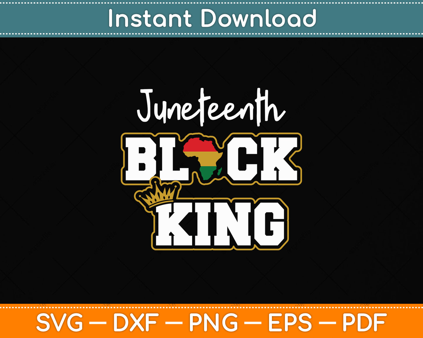 Juneteenth Black King With Pan African Map Flag Svg Png Dxf Digital Cutting File