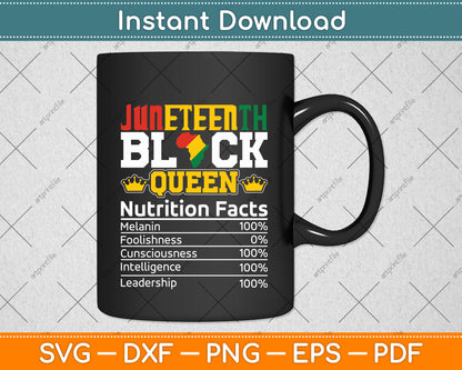 Juneteenth Black Queen Nutrition African American Women Svg Digital Cutting File