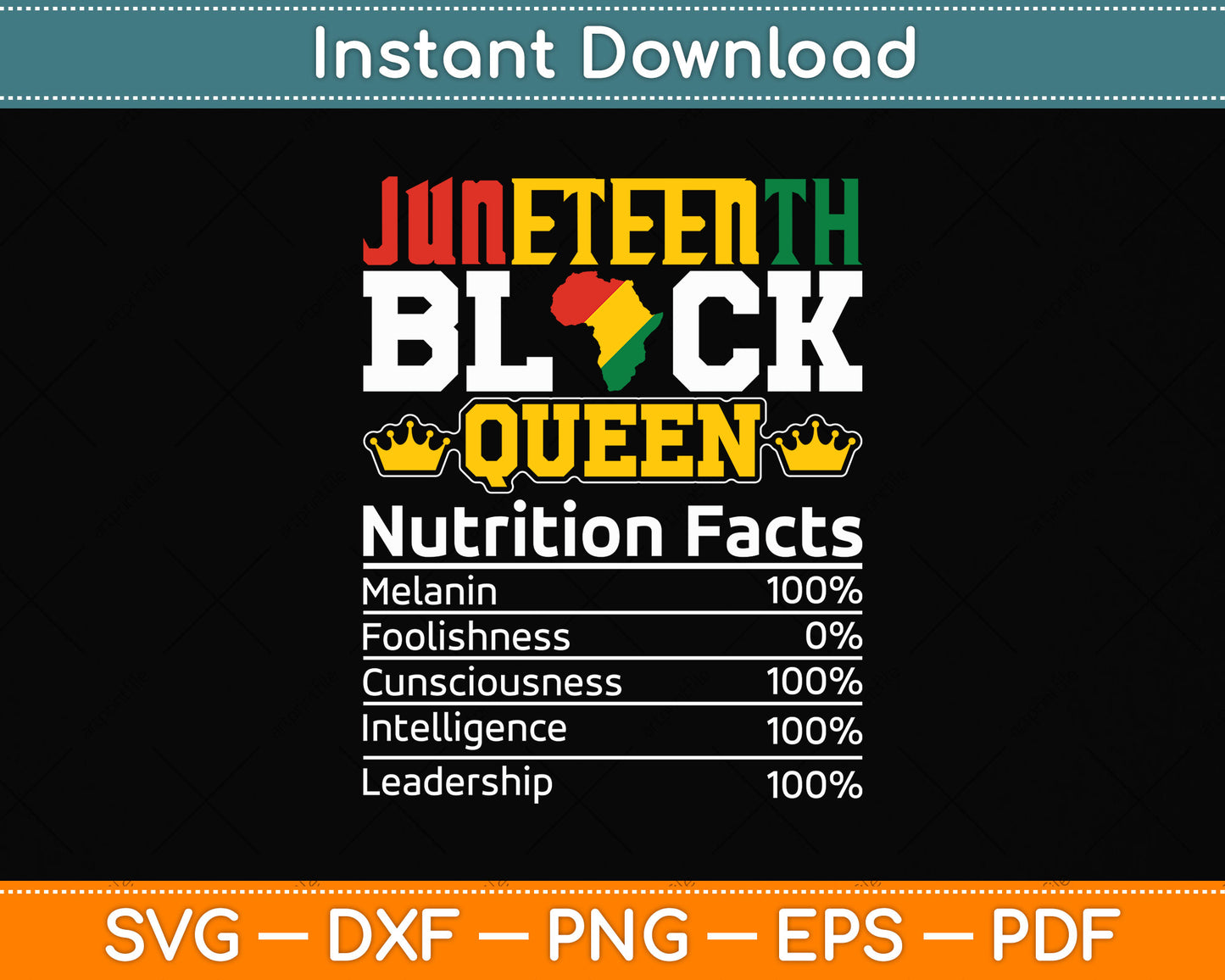 Juneteenth Black Queen Nutrition African American Women Svg Digital Cutting File