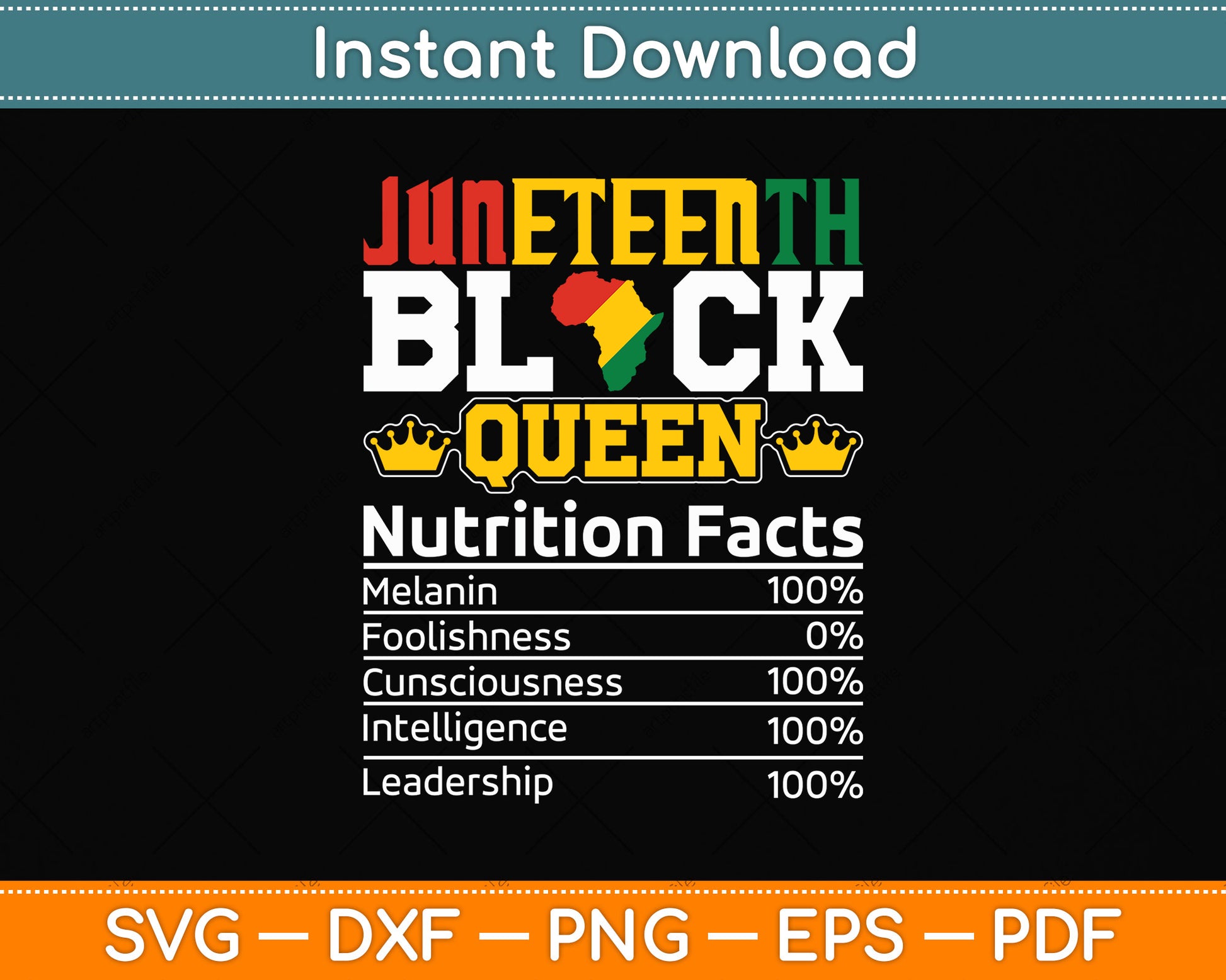 Juneteenth Black Queen Nutrition African American Women Svg Digital Cutting File
