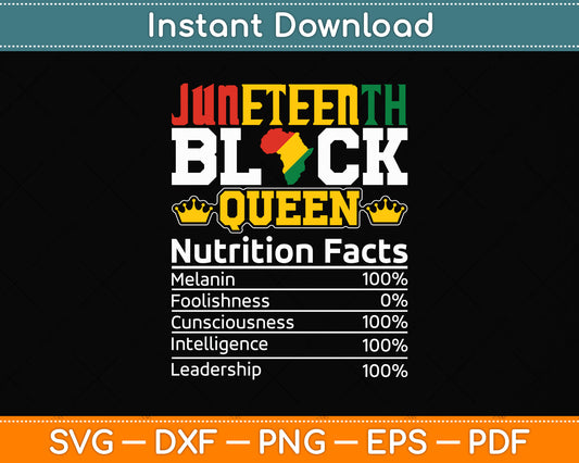 Juneteenth Black Queen Nutrition African American Women Svg Digital Cutting File