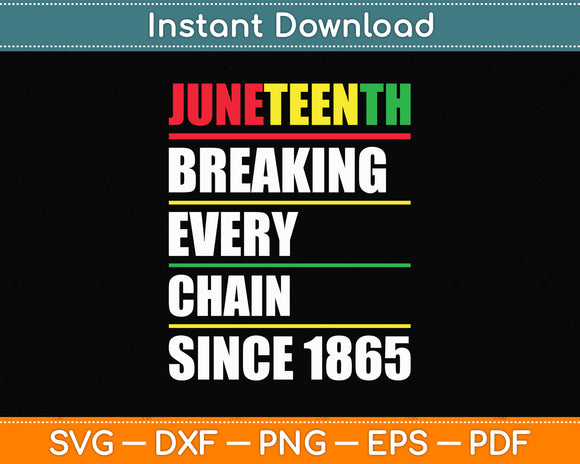 Juneteenth Breaking Every Chain Since 1865 African American Svg Design Cutting File