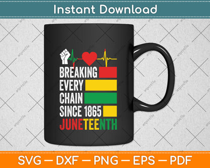 Juneteenth Breaking Every Chain Since 1865 Svg Png Dxf Digital Cutting File