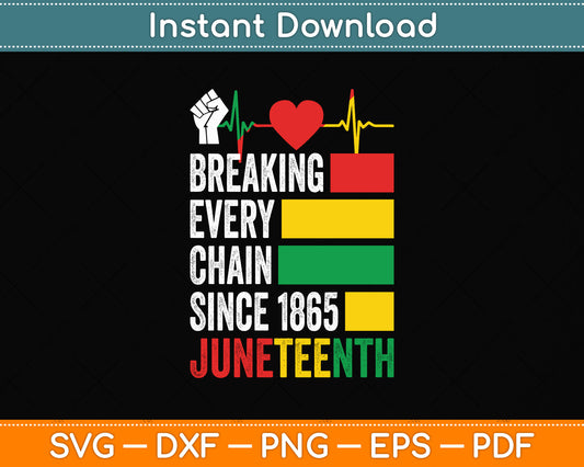 Juneteenth Breaking Every Chain Since 1865 Svg Png Dxf Digital Cutting File