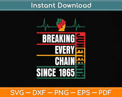 Juneteenth Breaking Every Chain Since 1865 Svg Png Dxf Digital Cutting File