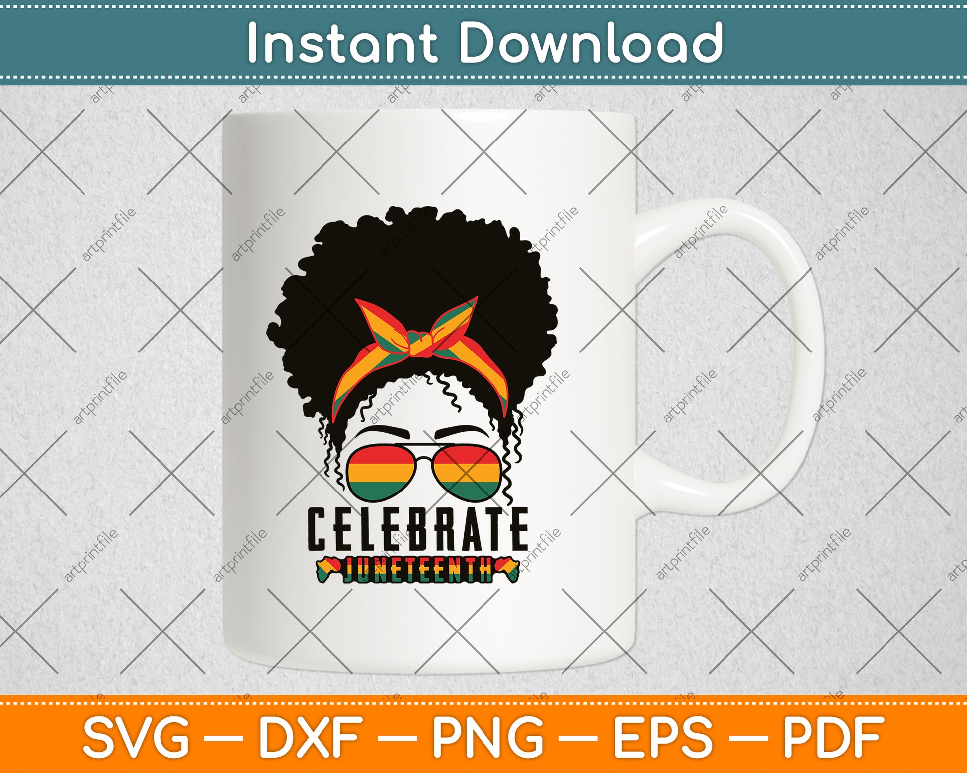 Juneteenth Celebrate 1865 Messy Bun Glasses Black Women Svg Digital Cutting File