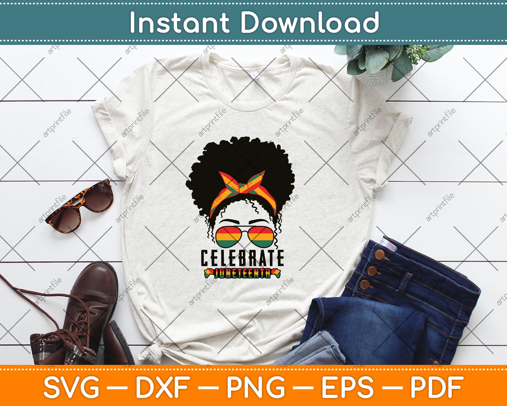 Juneteenth Celebrate 1865 Messy Bun Glasses Black Women Svg Digital Cutting File