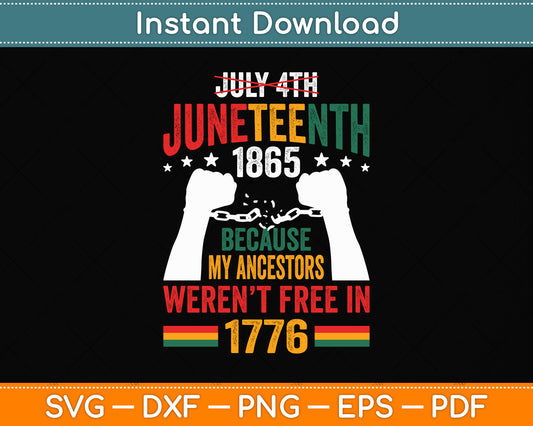 July 4th Juneteenth 1865 Ancestors Black African American Svg Digital Cutting File