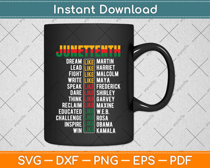 Juneteenth Dream Like Leaders Black Men Women Boys Girls Svg Digital Cutting File