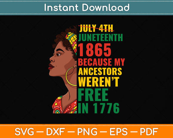 Juneteenth Is My Independence Day Afro Melanin Black Women Svg Digital Cutting File