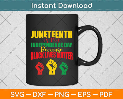 Juneteenth Is My Independence Day Because Black Lives Matter Svg Digital Cutting File