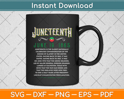 Juneteenth Vintage African American 1865 Svg Png Dxf Digital Cutting File