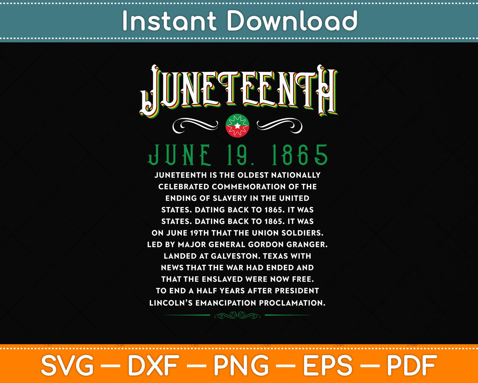 Juneteenth Vintage African American 1865 Svg Png Dxf Digital Cutting File