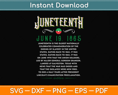 Juneteenth Vintage African American 1865 Svg Png Dxf Digital Cutting File