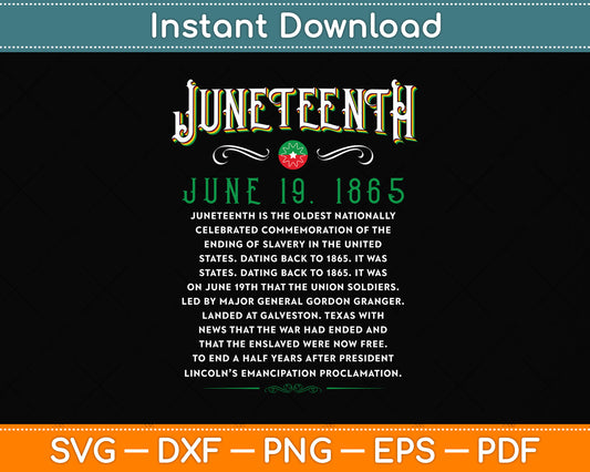 Juneteenth Vintage African American 1865 Svg Png Dxf Digital Cutting File