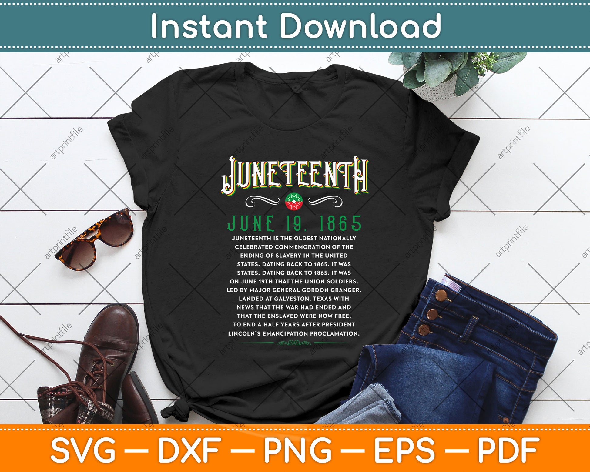 Juneteenth Vintage African American 1865 Svg Png Dxf Digital Cutting File