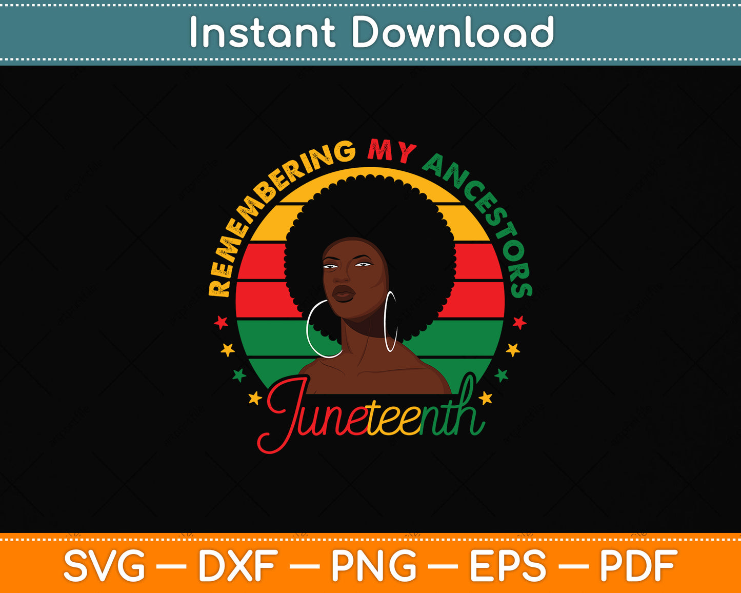 Juneteenth Women Loc'd Hair Remembering My Ancestors Svg Digital Cutting File