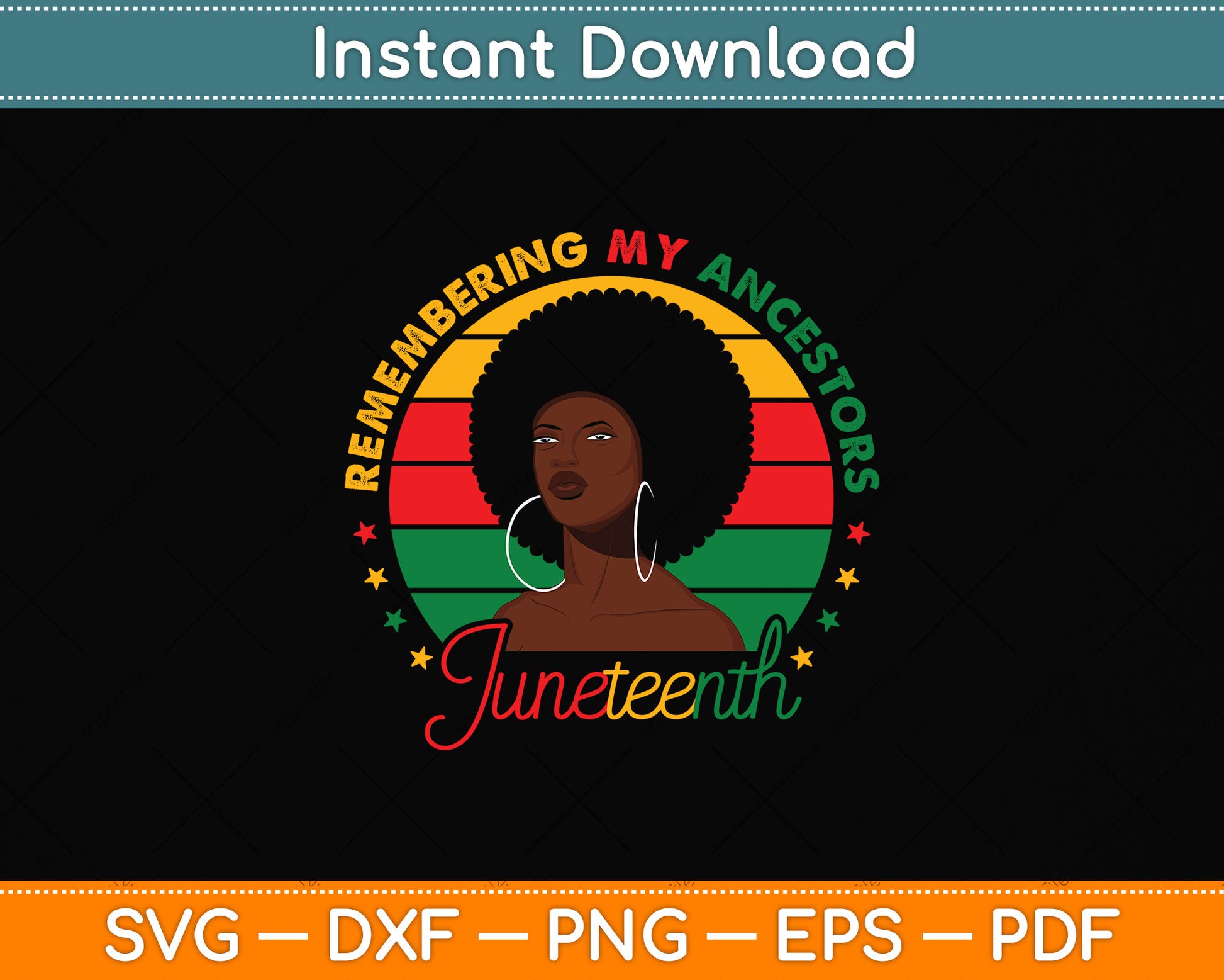 Juneteenth Women Loc'd Hair Remembering My Ancestors Svg Digital Cutting File