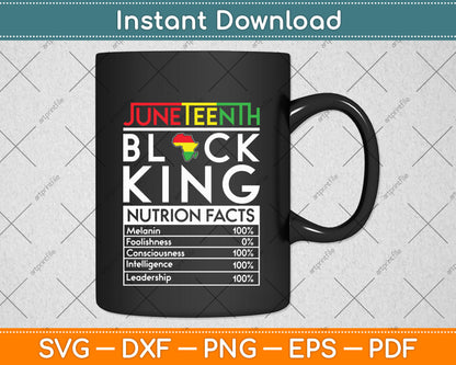 Juneteenth Women's Black King Nutritional Facts Freedom Day Svg Digital Cutting File