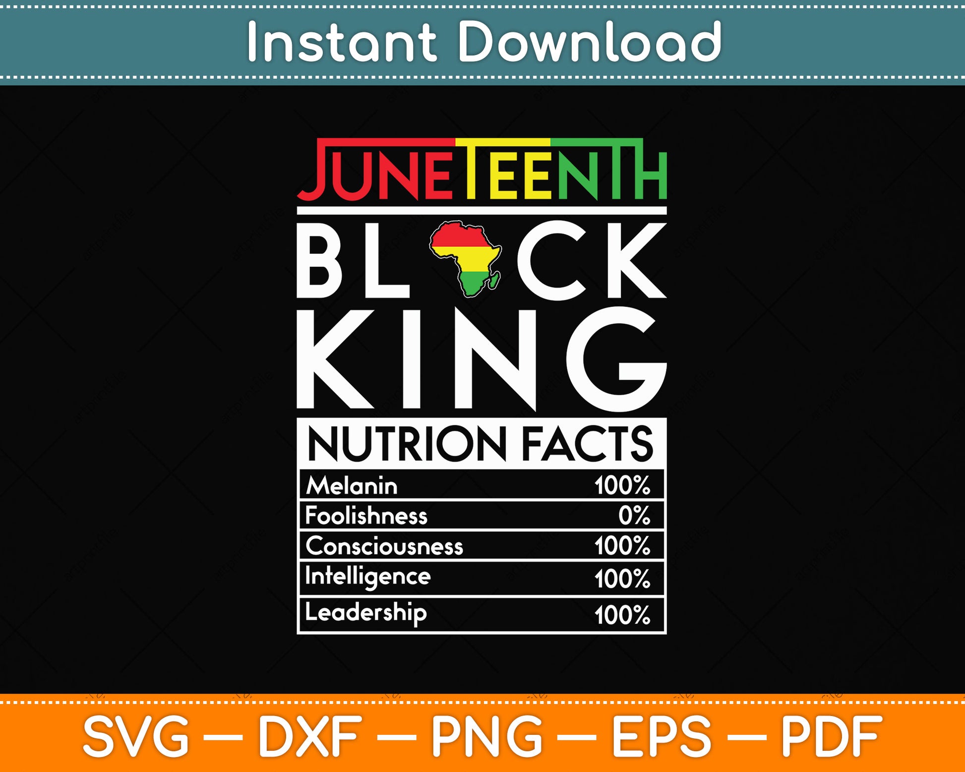 Juneteenth Women's Black King Nutritional Facts Freedom Day Svg Digital Cutting File