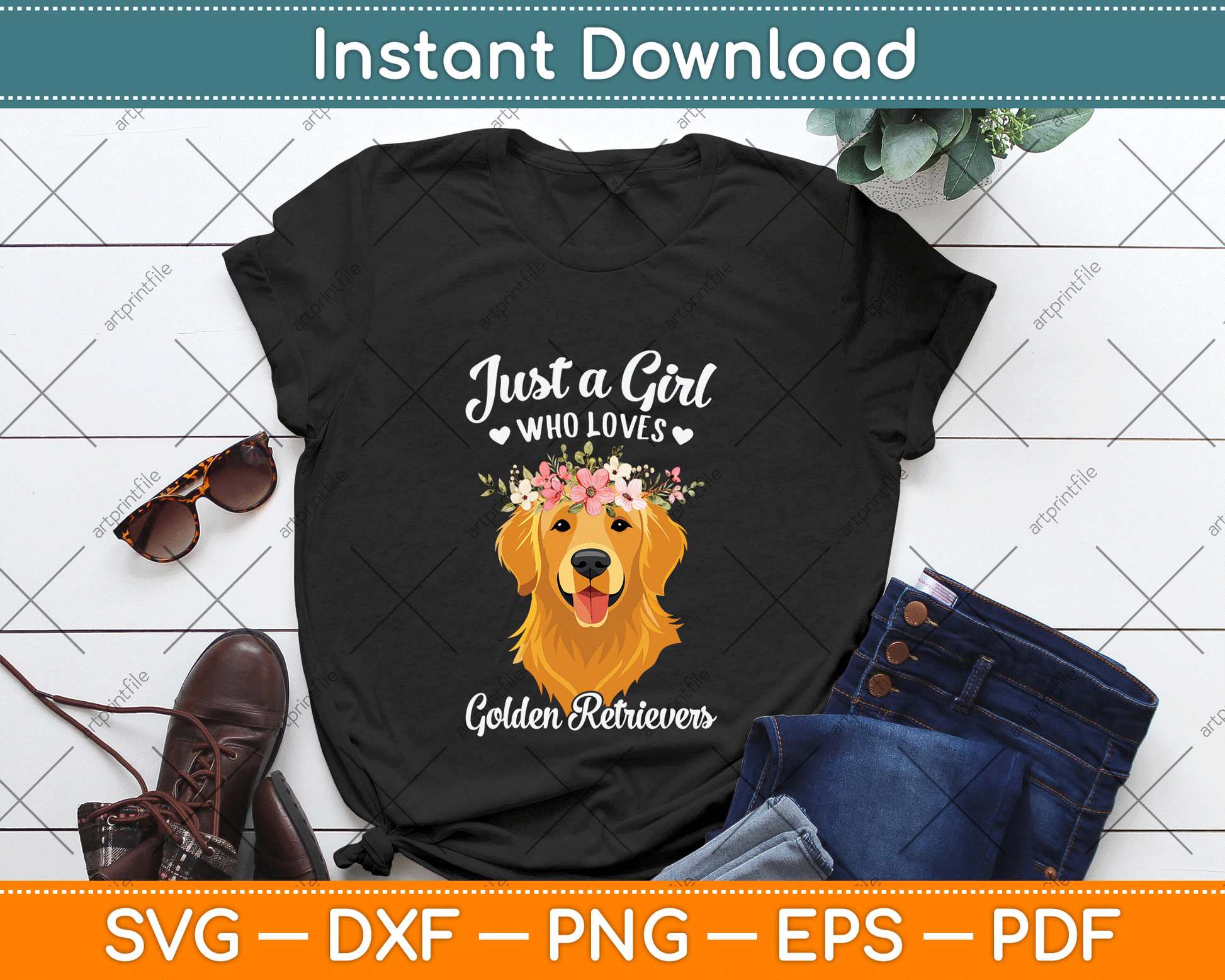 Just A Girl Who Loves Golden Retrievers SVG Digital File