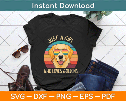 Just A Girl Who Loves Golden Retrievers Dogs SVG Digital Cutting File