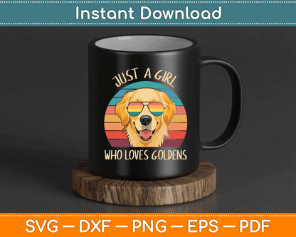 Just A Girl Who Loves Golden Retrievers Dogs SVG Digital Cutting File
