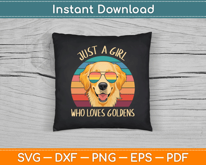 Just A Girl Who Loves Golden Retrievers Dogs SVG Digital Cutting File