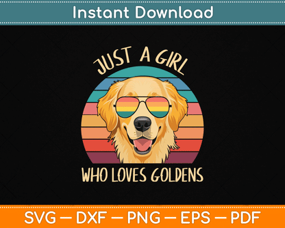 Just A Girl Who Loves Golden Retrievers Dogs SVG File