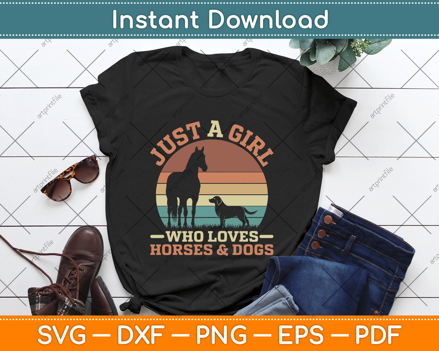 Just A Girl Who Loves Horses And Dogs SVG Digital Cutting File