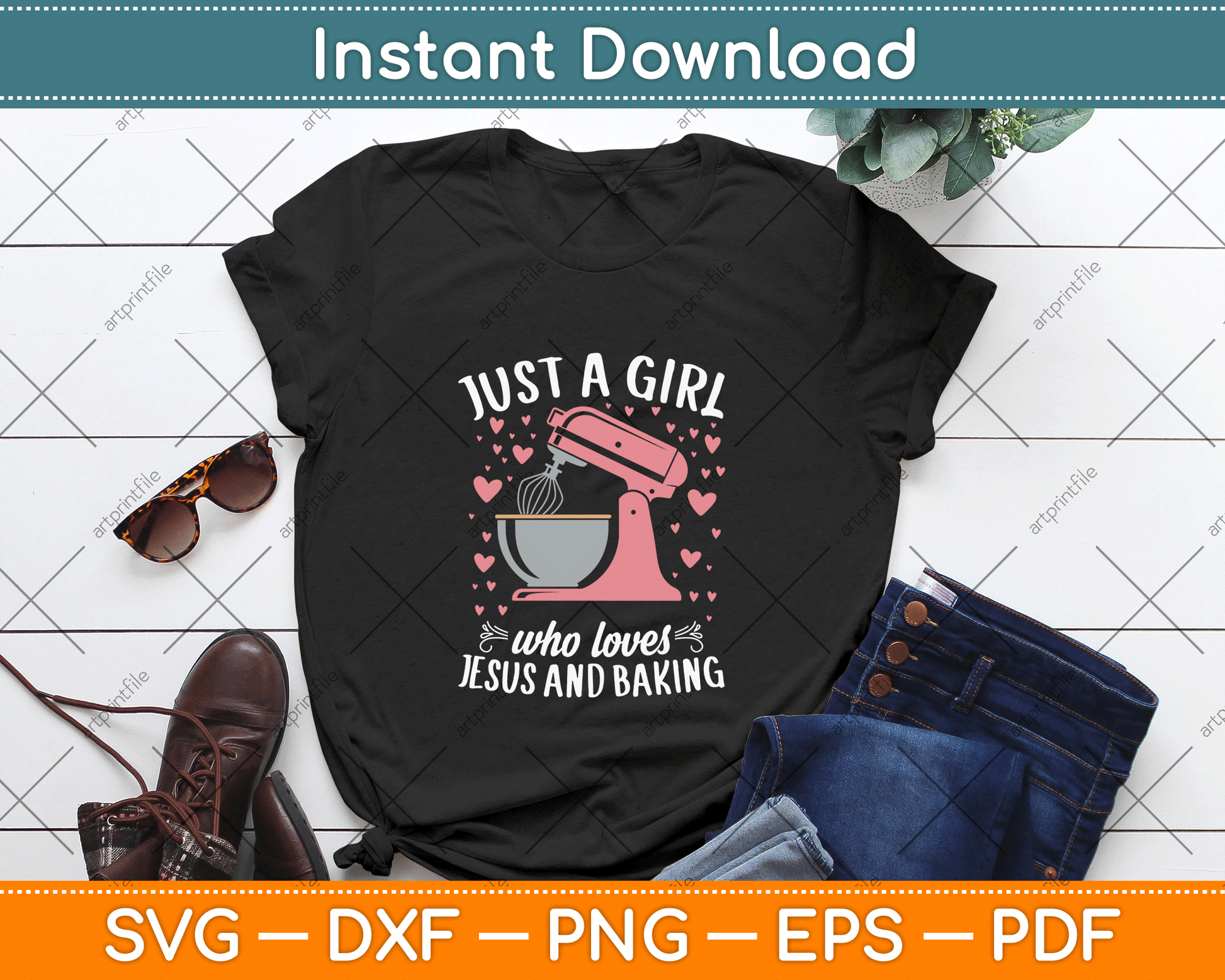Just A Girl Who Loves Jesus And Baking SVG Digital Cutting File