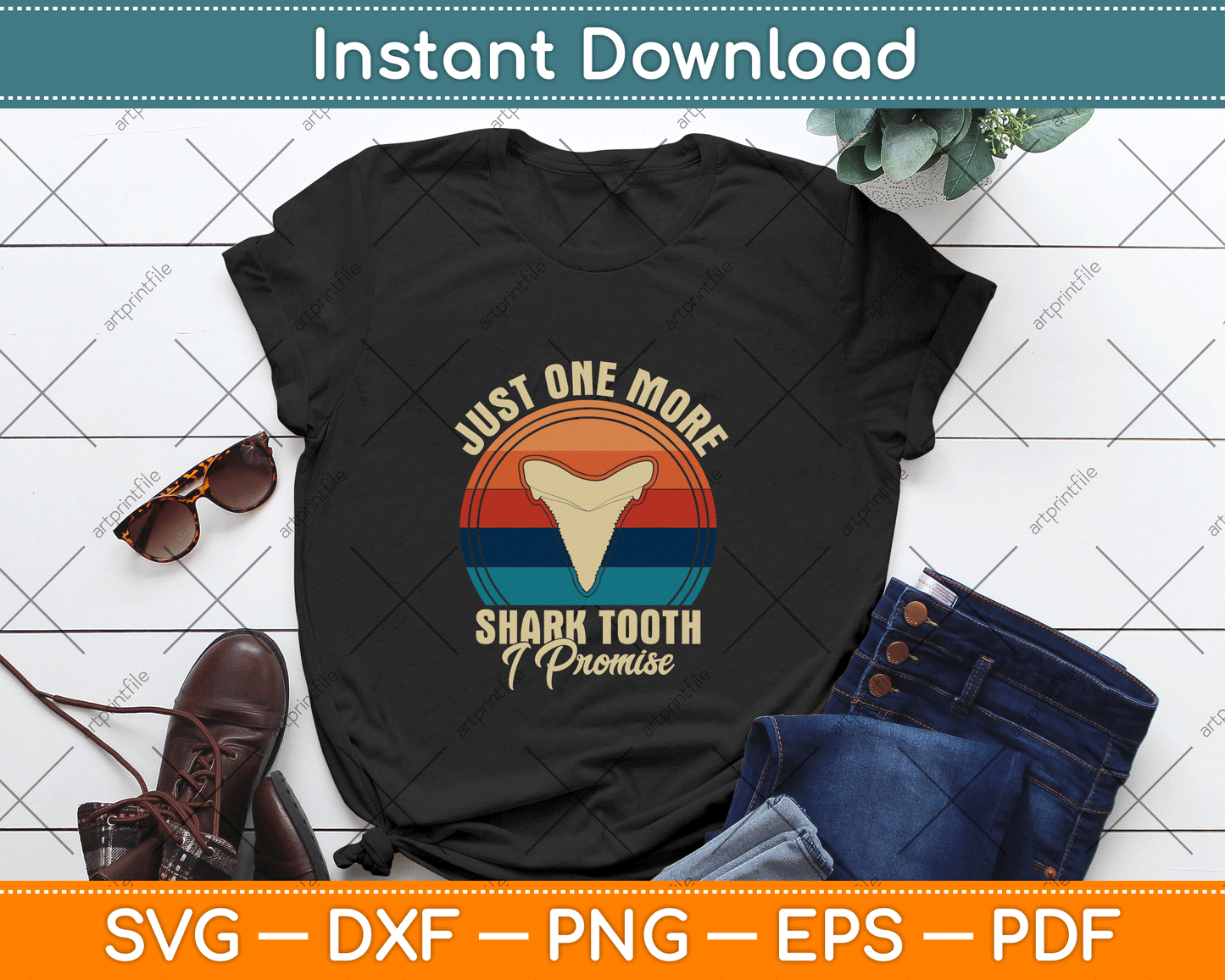 Funny Shark Tooth Hunting SVG File for Beachcombers, Fossil Hunters, and Ocean Treasure Lovers
