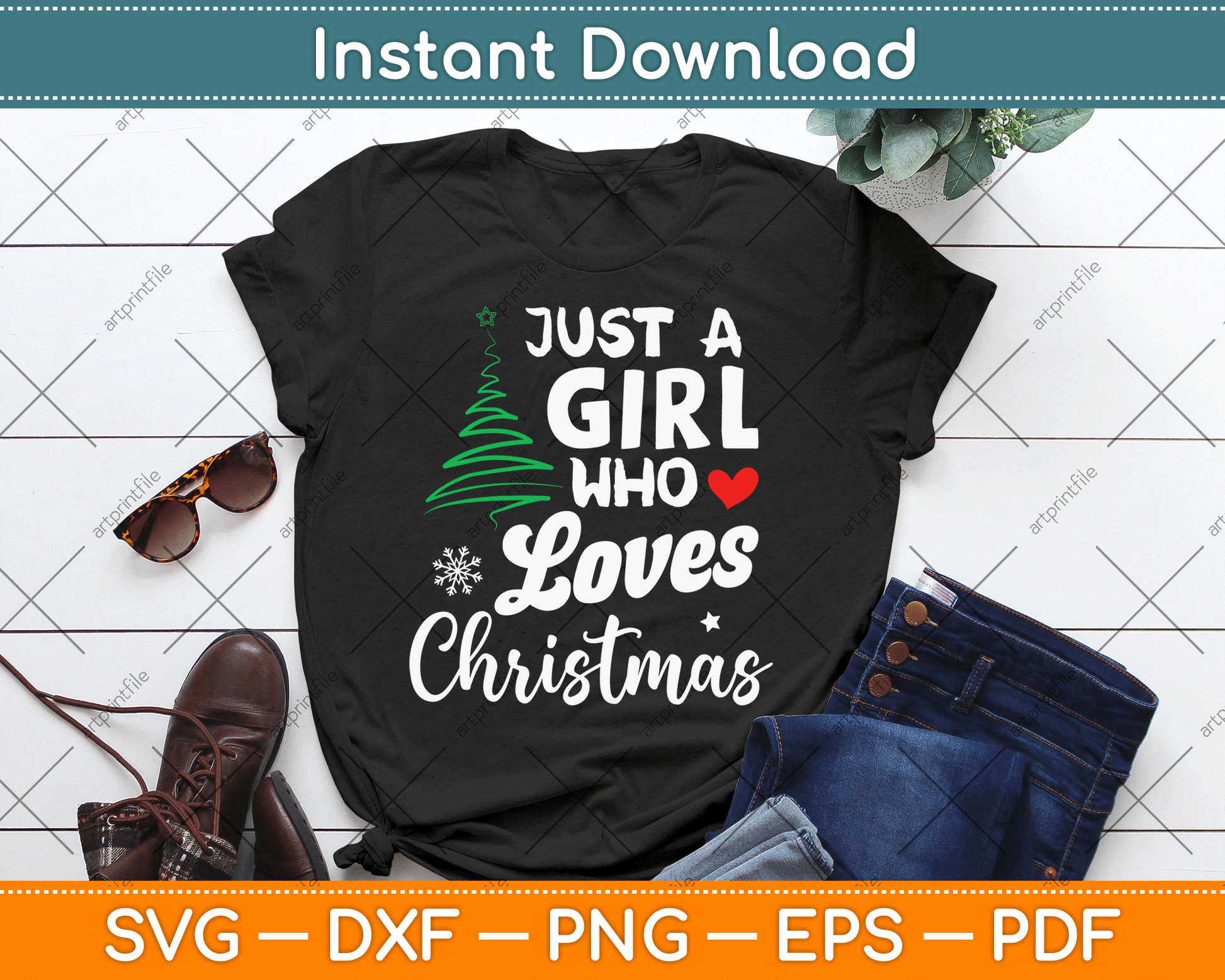 Just a Girl who Loves Christmas a Gift for XMAS SVG Digital Cutting File