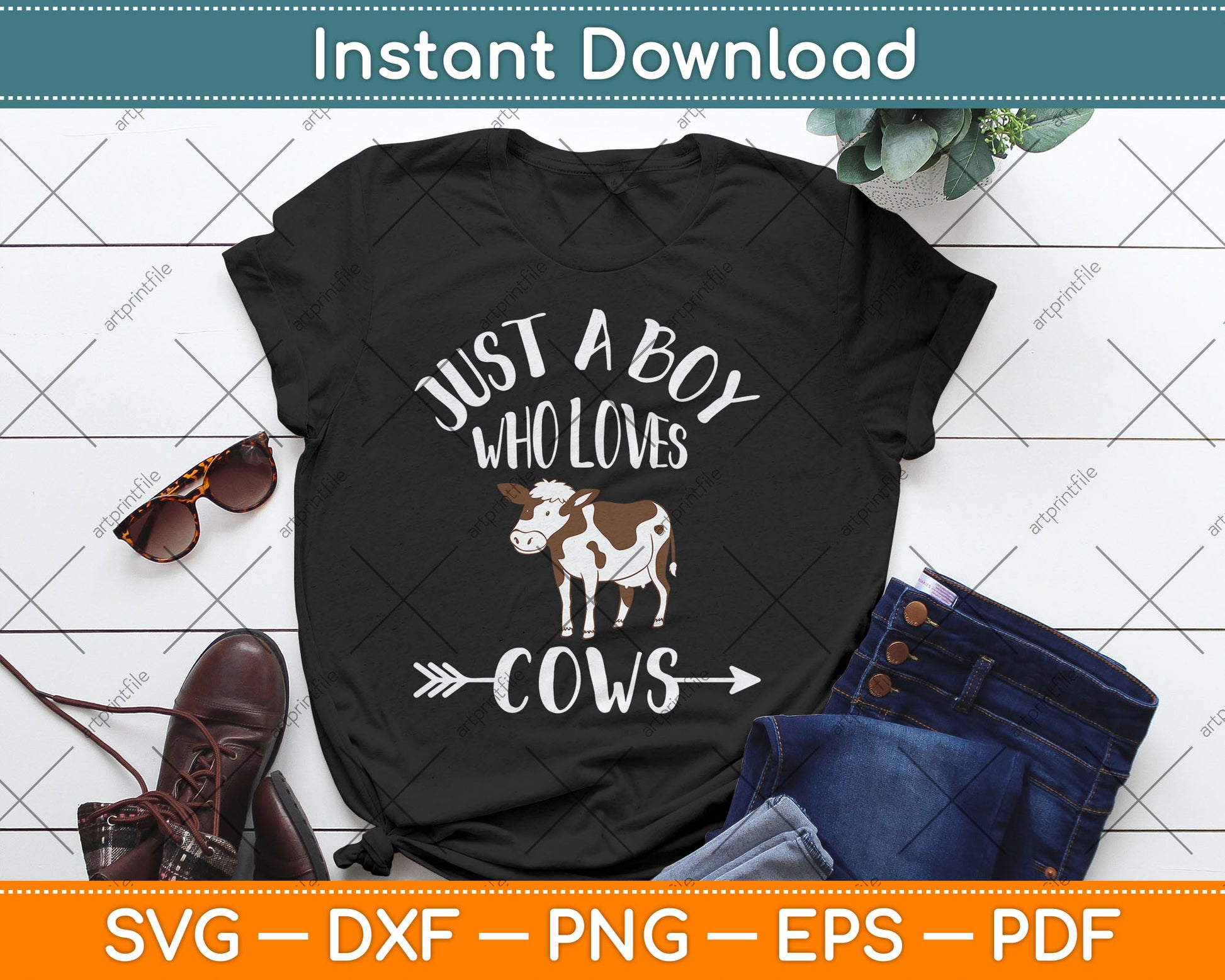 Just A Boy Who Loves Cows Animal Farm Svg Digital Cutting File