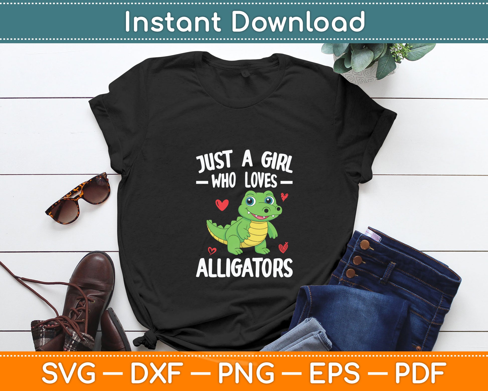 Just A Girl Who Loves Alligators Alligator Crocodile Svg Digital Cutting File