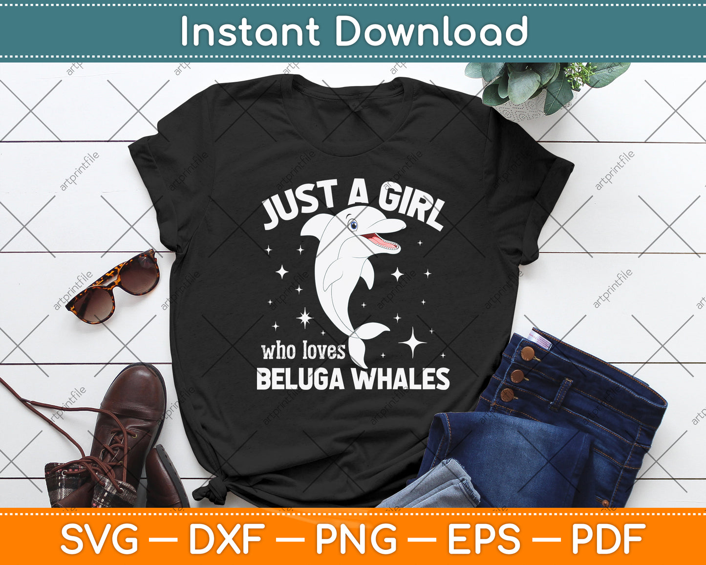 Just A Girl Who Loves Beluga Whales Svg Png Dxf Digital Cutting File