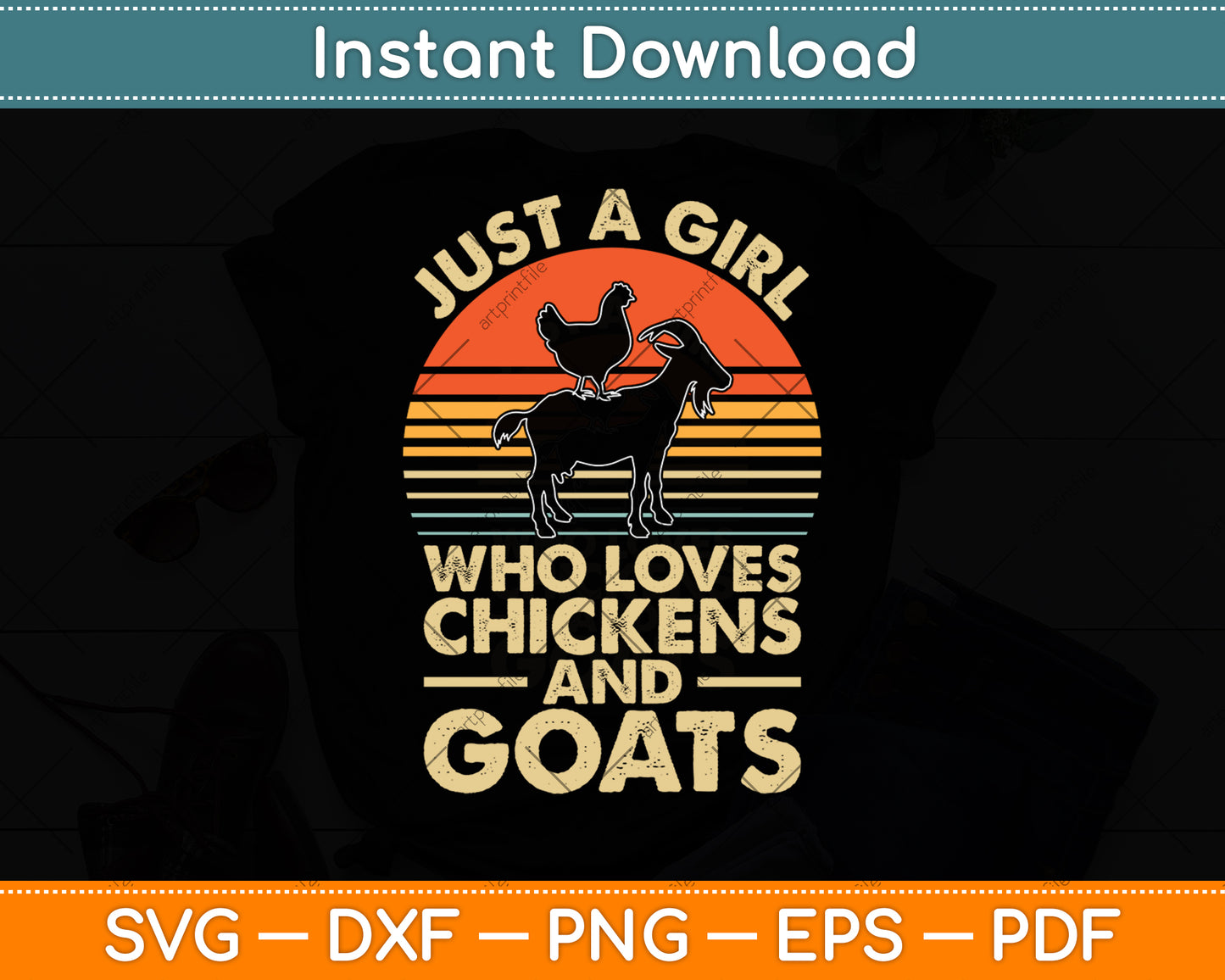 Just A Girl Who Loves Chickens And Goats Svg Digital Cutting File