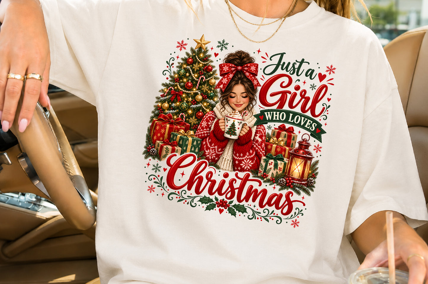 Just A Girl Who Loves Christmas PNG Sublimation Design