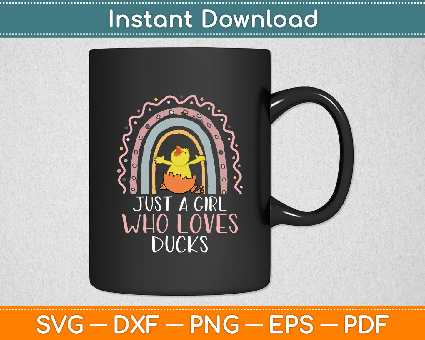 Just A Girl Who Loves Ducks Rainbow Duck Lover Svg Png Dxf Digital Cutting File