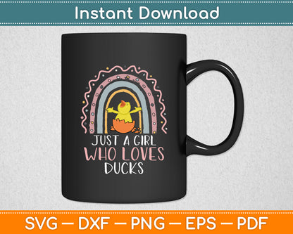 Just A Girl Who Loves Ducks Rainbow Duck Lover Svg Png Dxf Digital Cutting File
