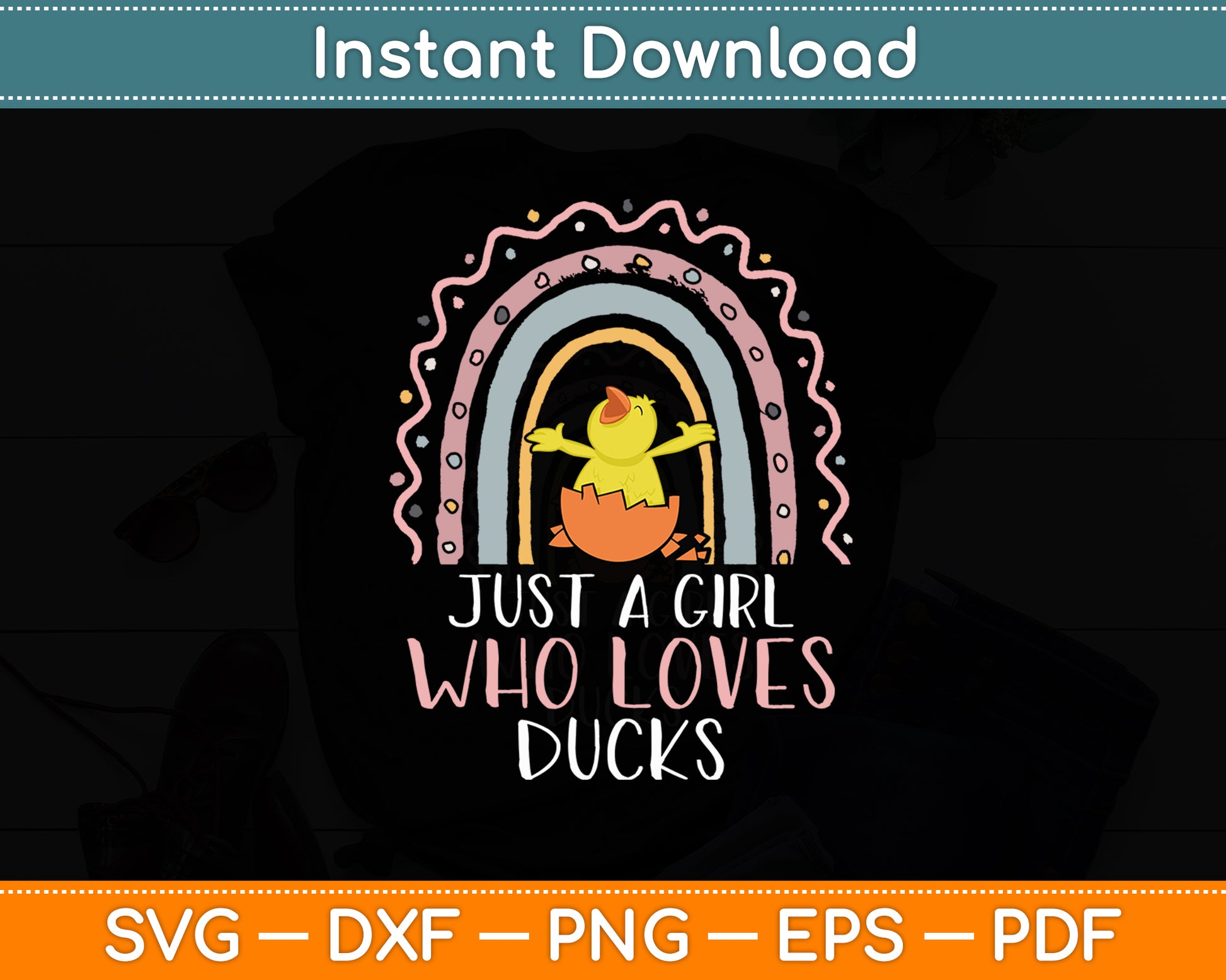 Just A Girl Who Loves Ducks Rainbow Duck Lover Svg Png Dxf Digital Cutting File