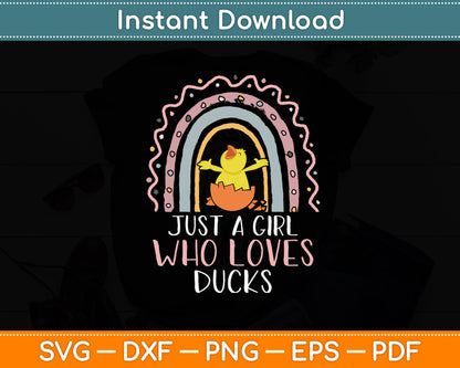 Just A Girl Who Loves Ducks Rainbow Duck Lover Svg Png Dxf Digital Cutting File