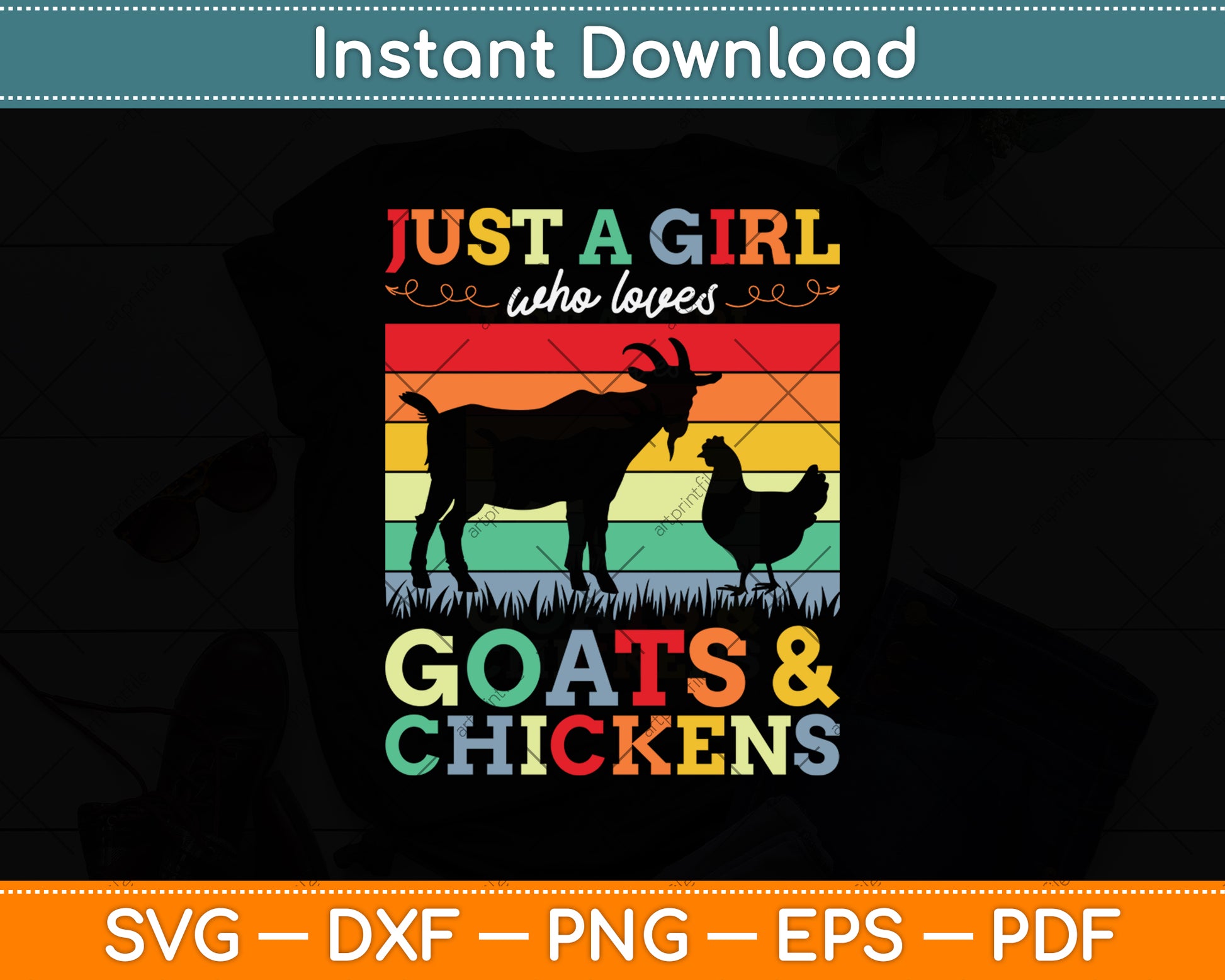 Just A Girl Who Loves Goats & Chickens Svg Digital Cutting File