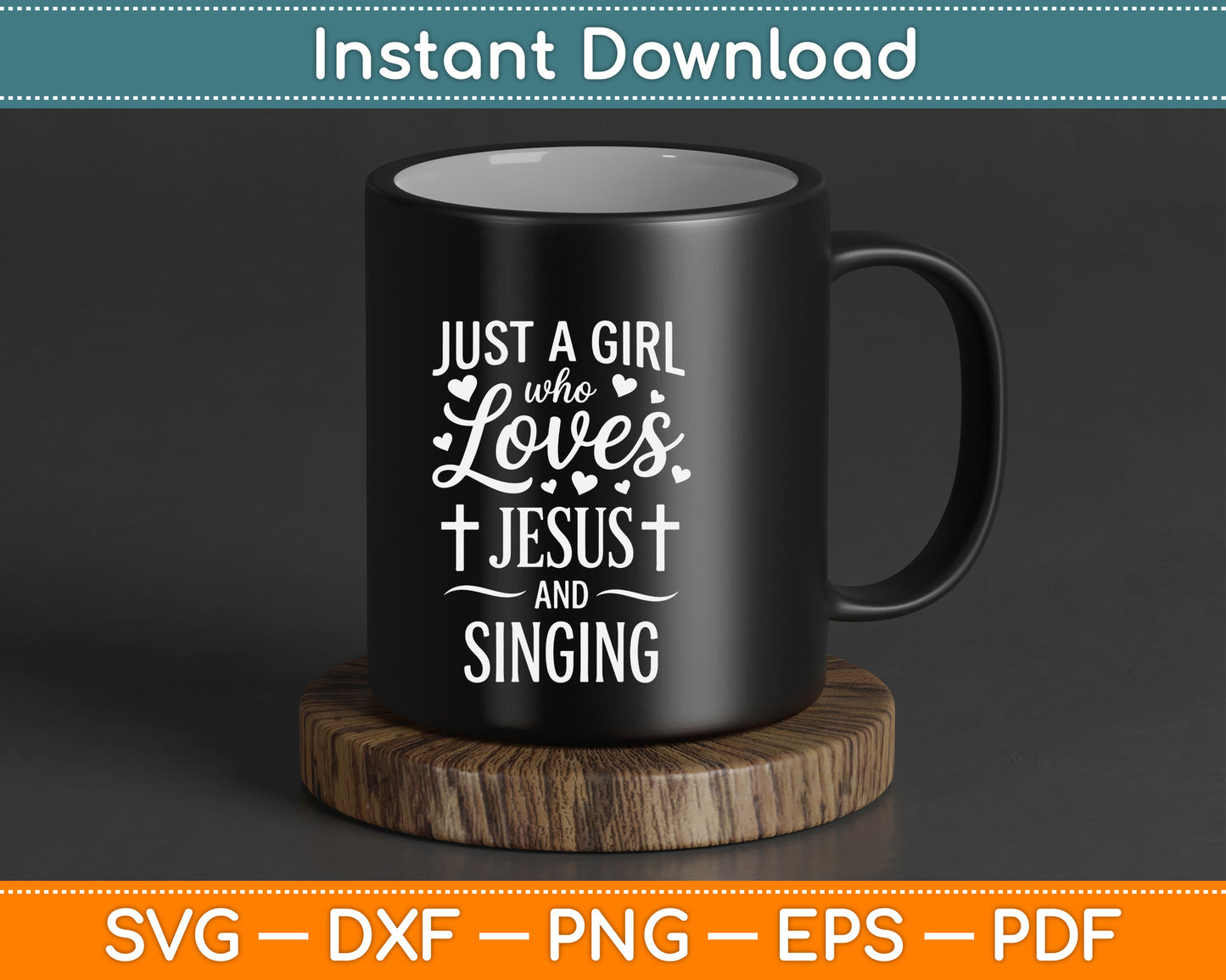 Faith and Singing SVG Cute Christian Girl Music Lover Digital Download for T Shirts