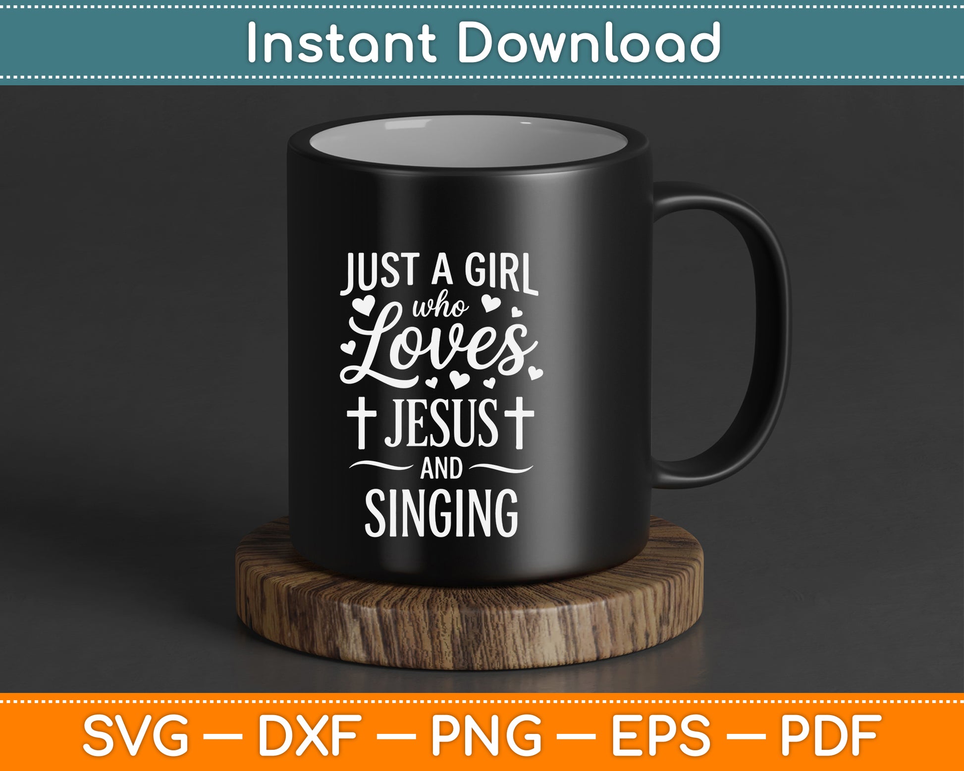 Faith and Singing SVG Cute Christian Girl Music Lover Digital Download for T Shirts